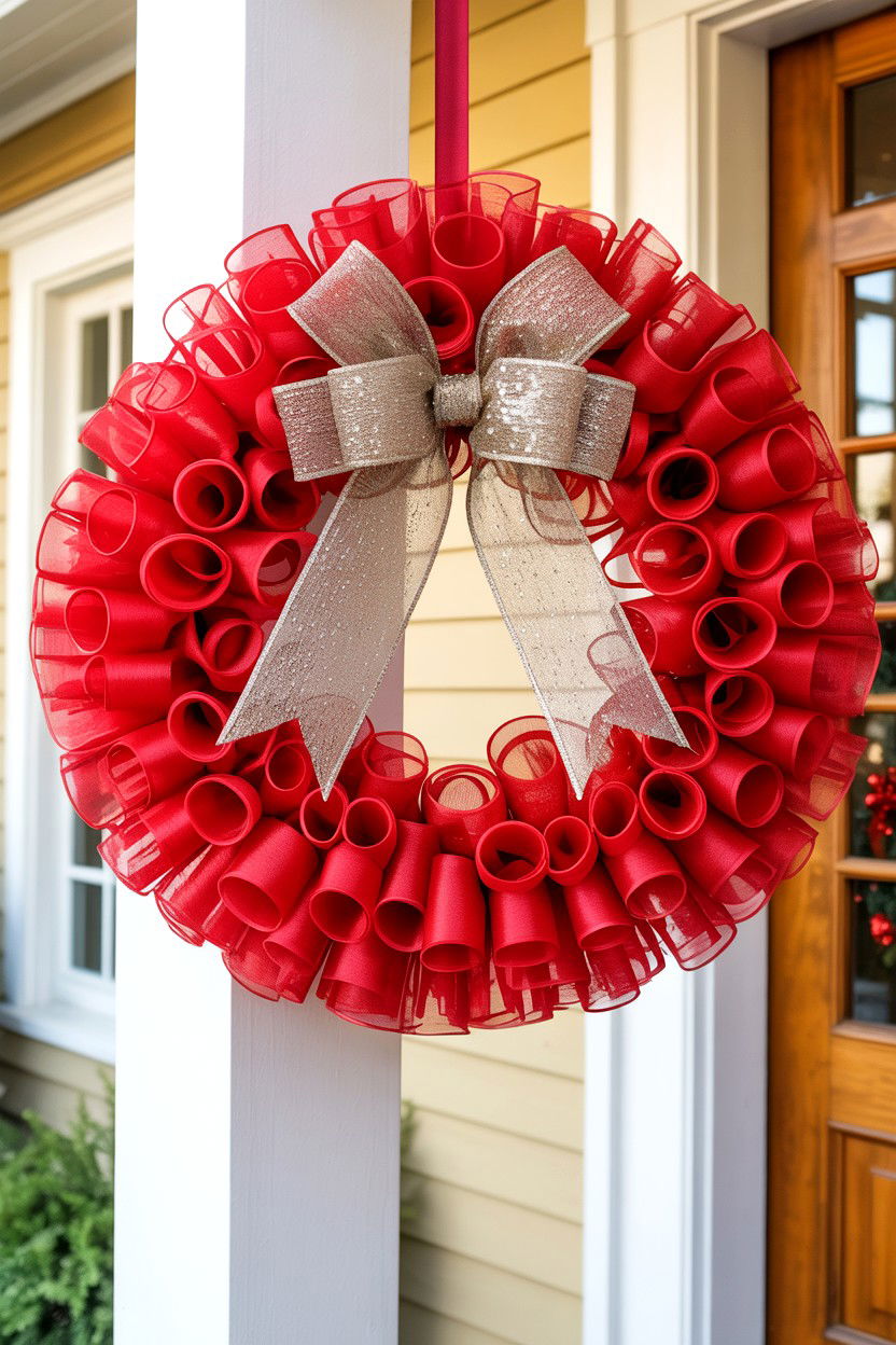Red Deco Mesh Ruffle Wreath - 25 Deco Mesh Valentine's Day Wreath Ideas