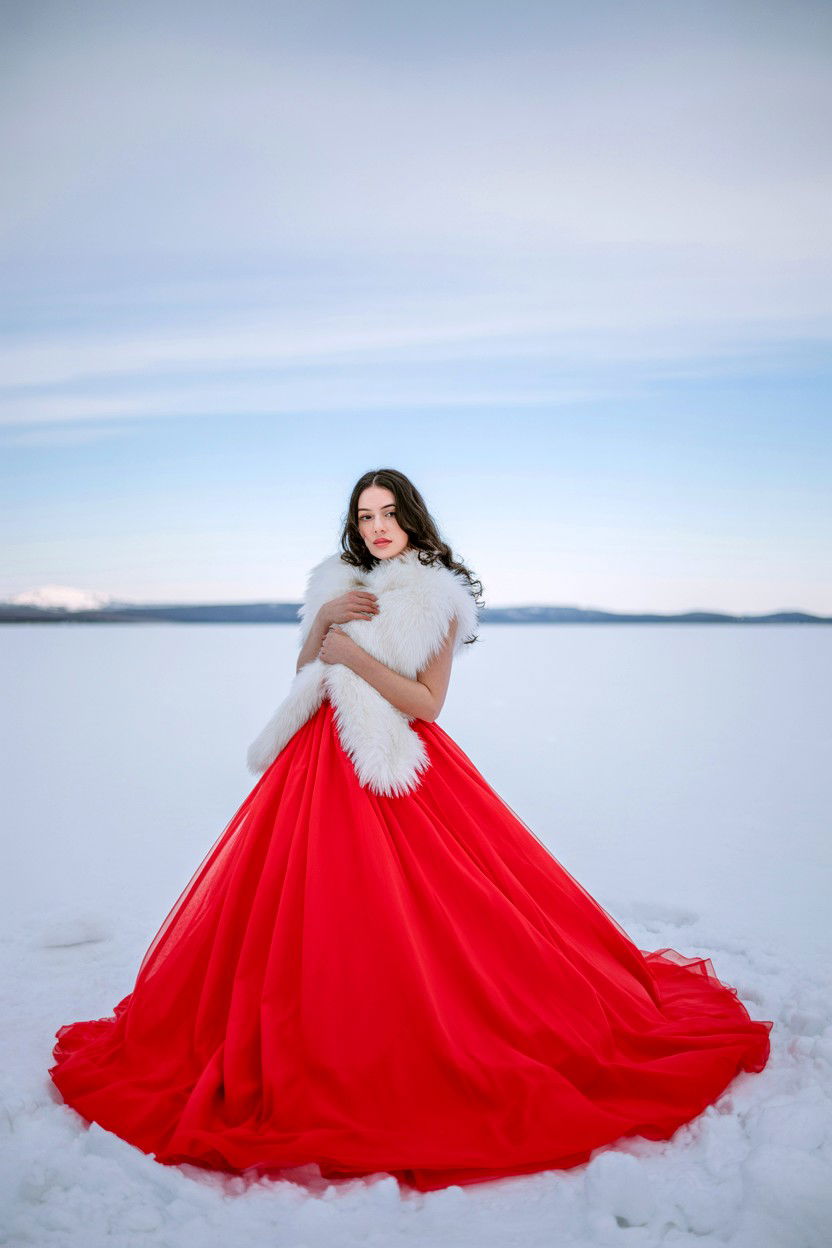 Red Dress In Snow - 25 Valentine's Day Photoshoot Ideas