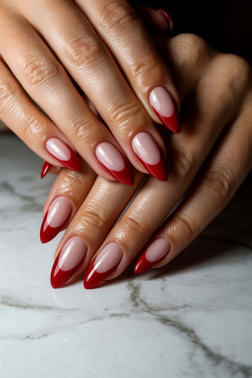 Red French Tip - 25 Easy Valentine's Day Nail Designs