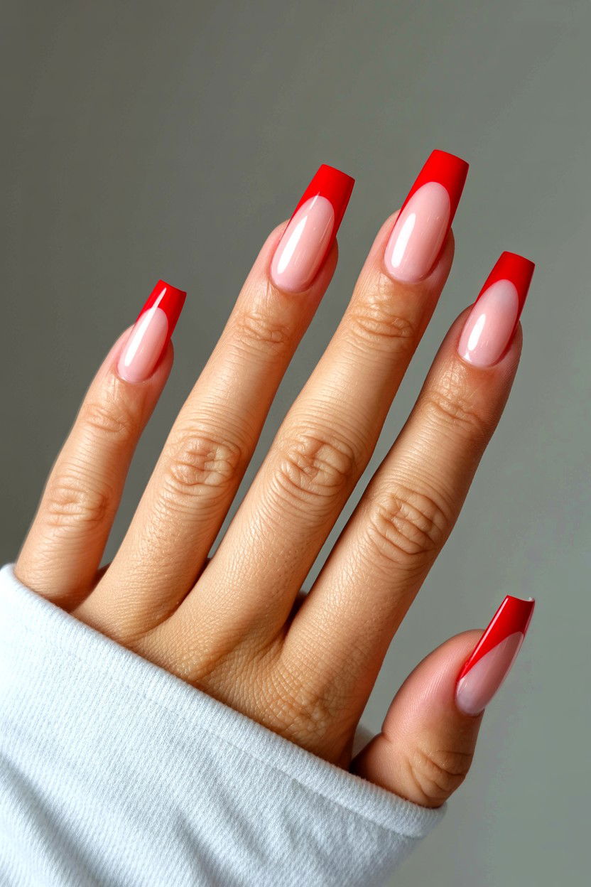 Red French Tip - 25 Long Valentine's Day Nail Designs