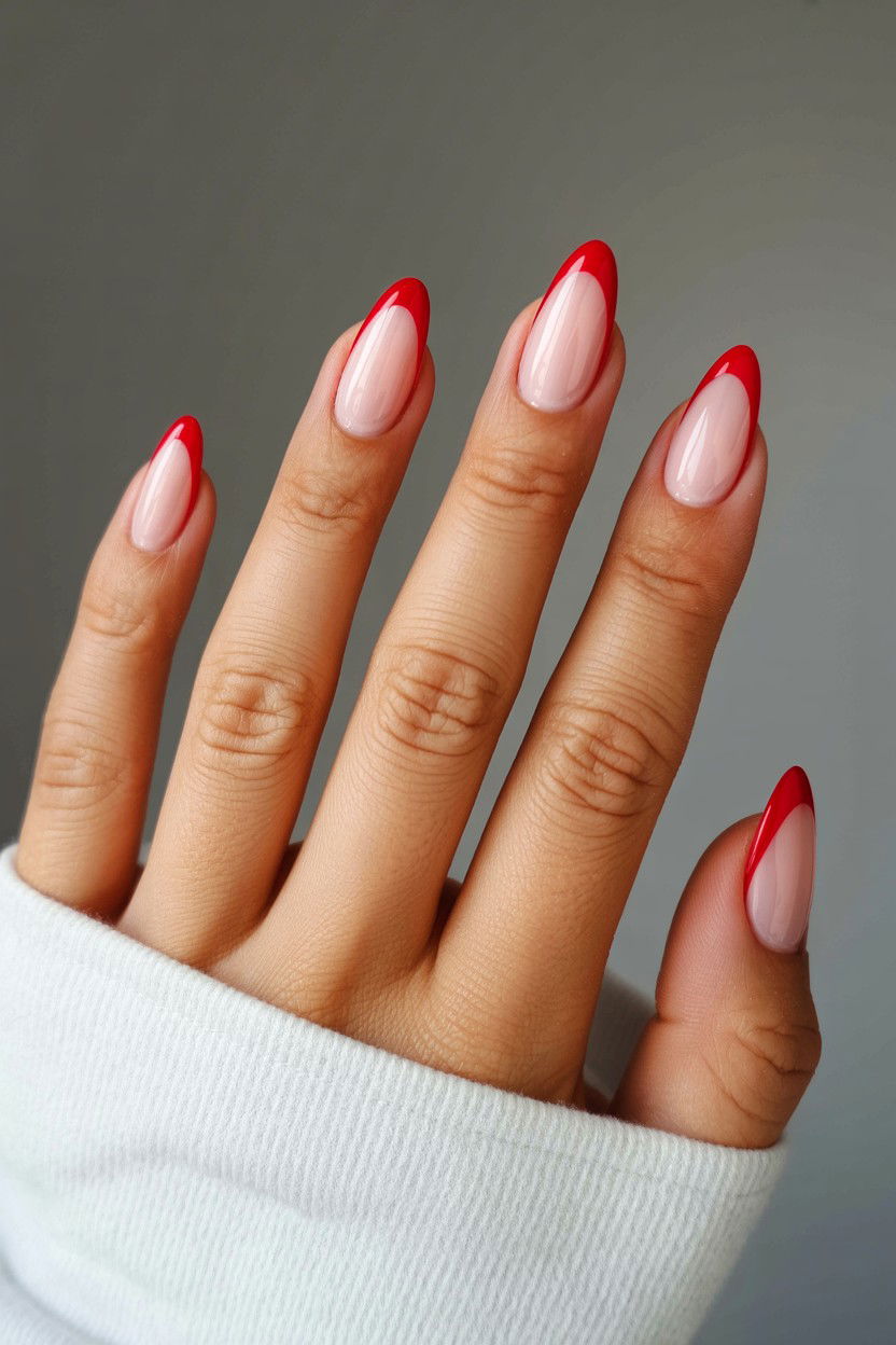 Red French Tip Nails - 25 Minimalist Valentine's Day Nails