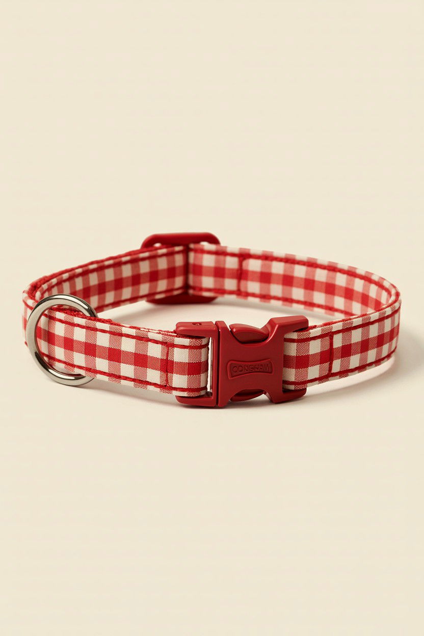 Red Gingham Dog Collar - 25 Valentine's Day Dog Collar Ideas