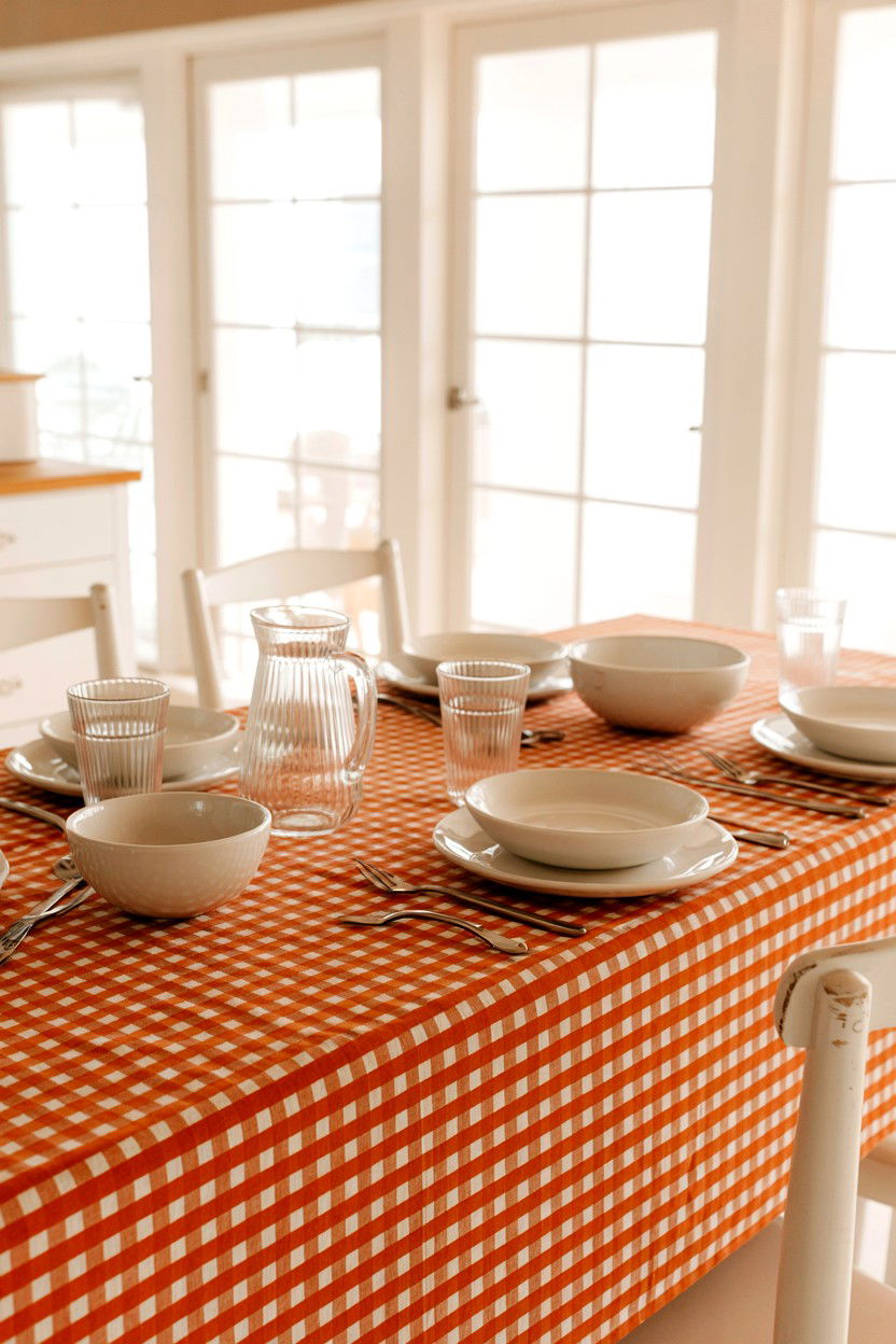 Red Gingham Tablecloth - 25 Farmhouse Valentine's Day Table Ideas