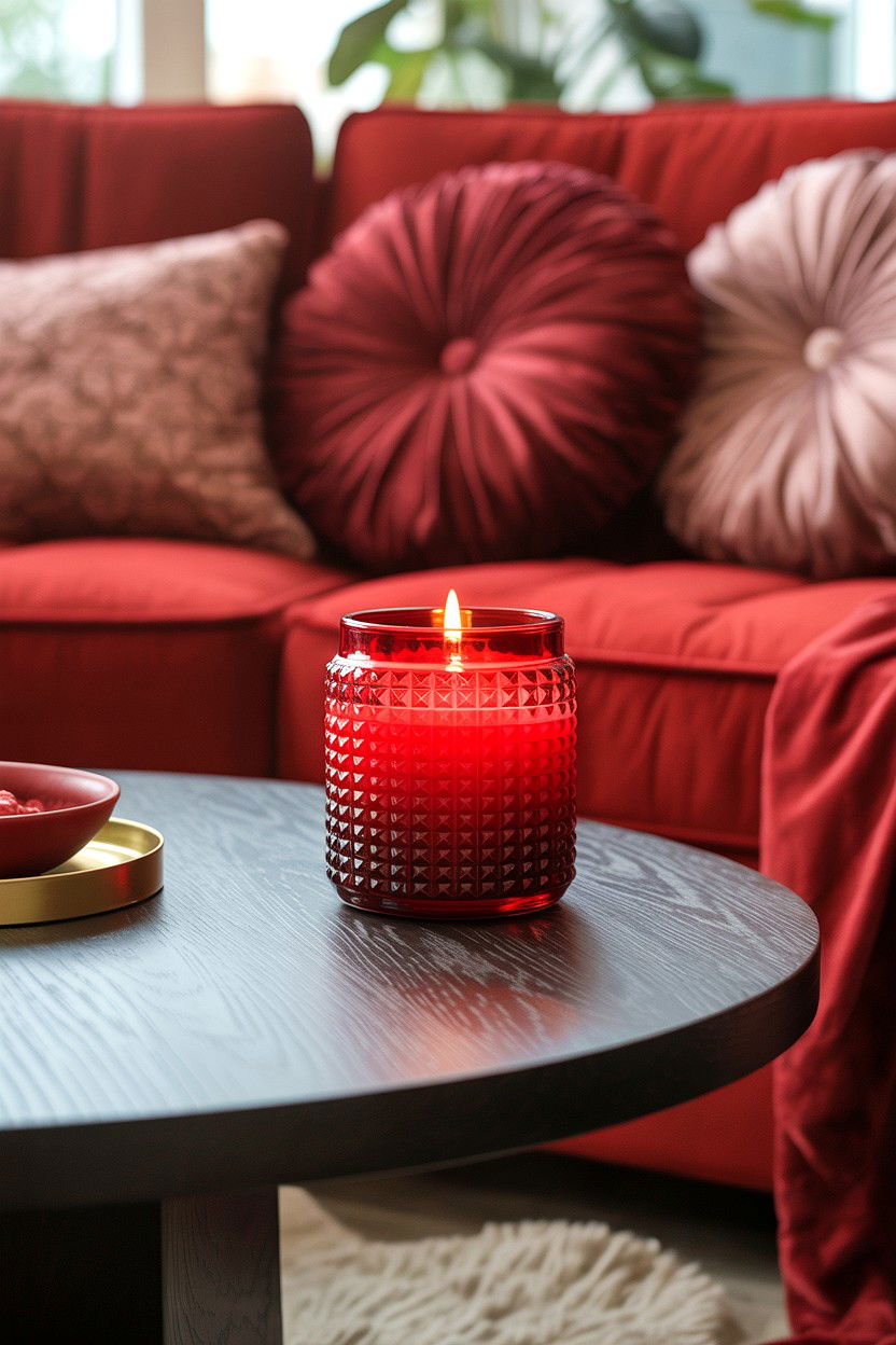 Red Glass Candle - 25 Valentine's Day Candle Ideas