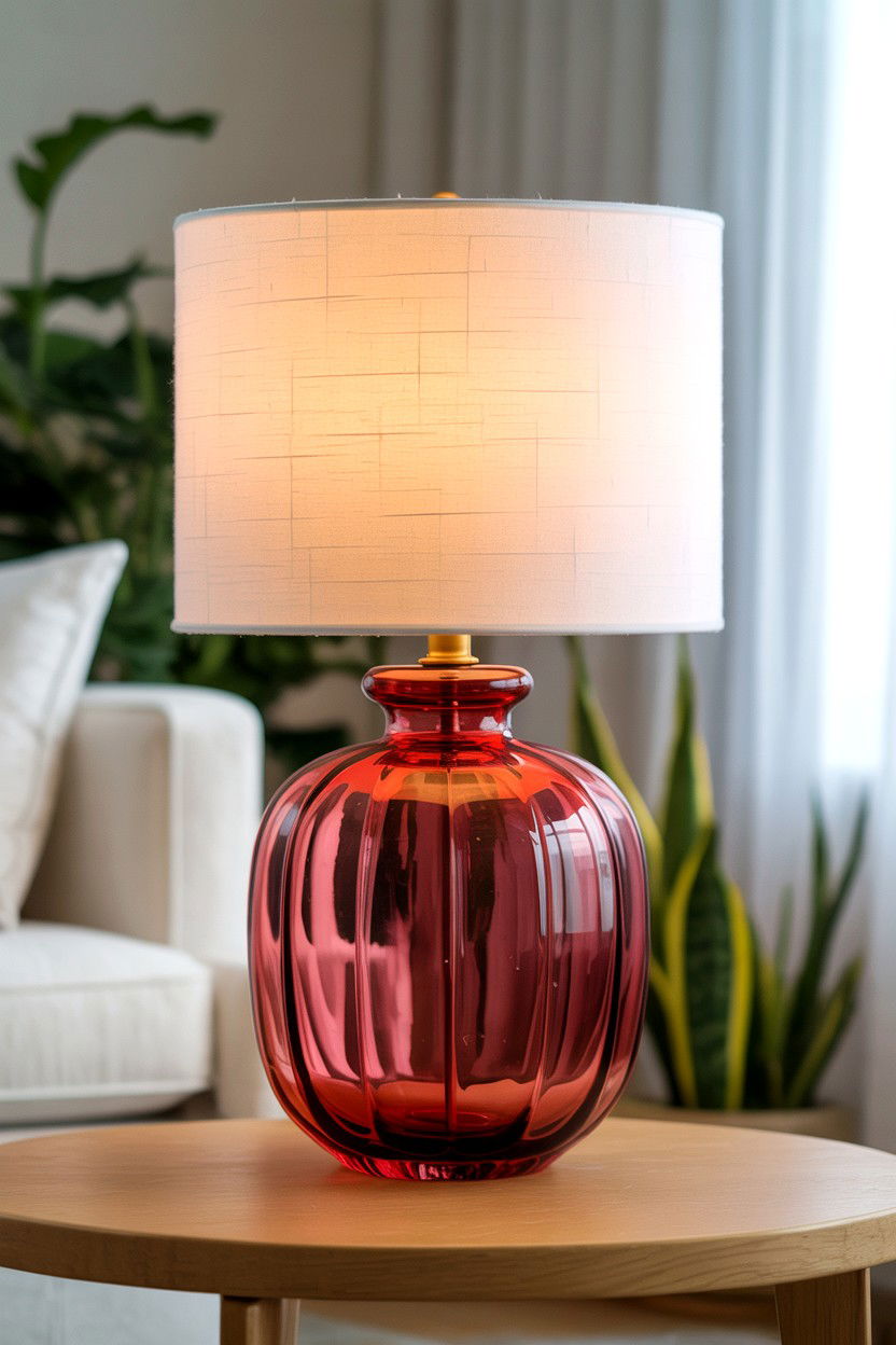 Red Glass Table Lamp - 25 Valentine's Day Lamp Decor Ideas