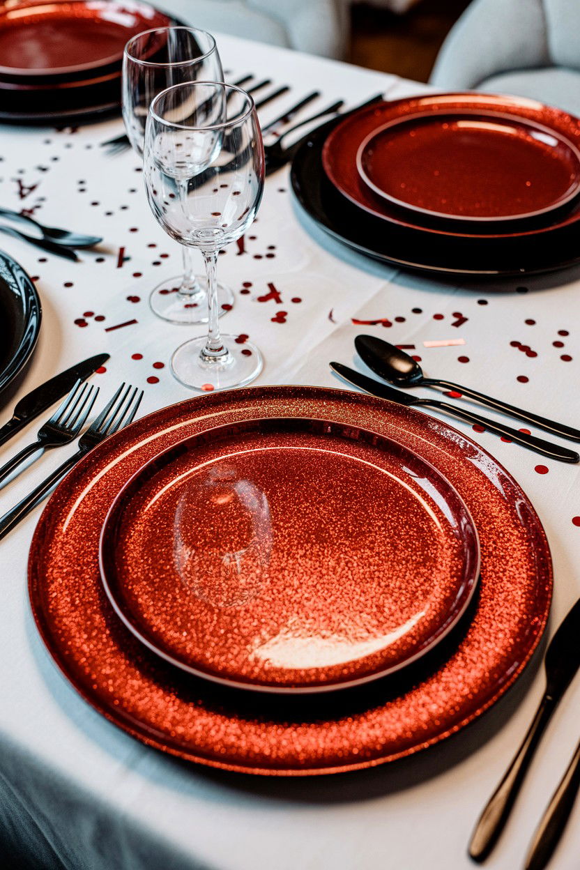 Red Glitter Charger - 25 Valentine's Day Charger Plate Ideas