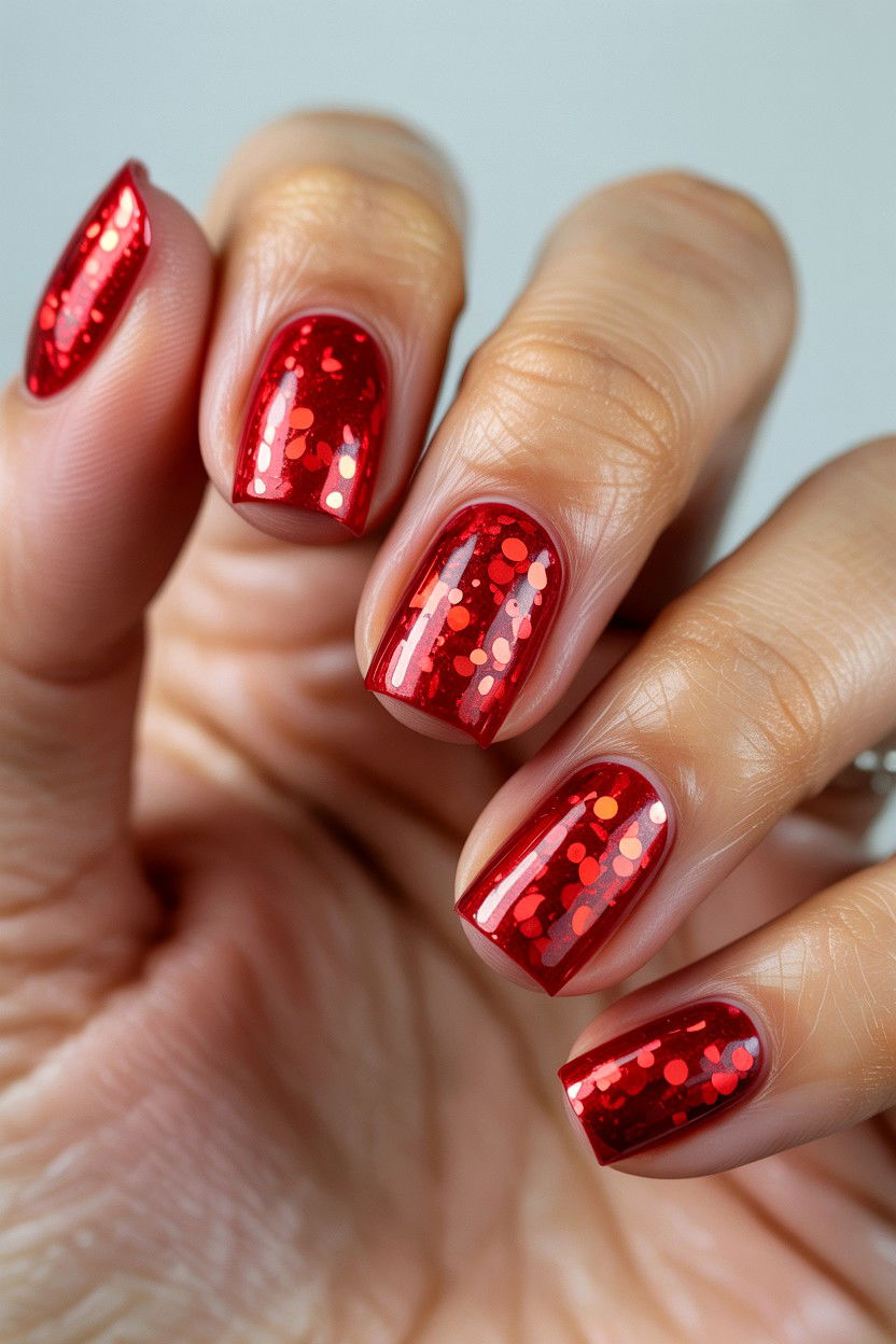 Red Glitter Nails - 25 Red Valentine's Day Nail Ideas