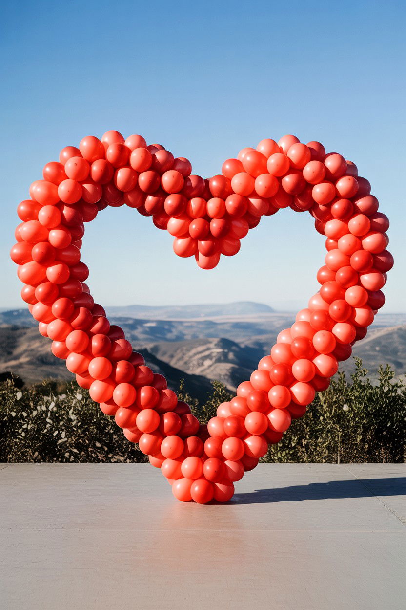 Red Heart Balloon Arch - 25 Valentine's Day Balloon Ideas
