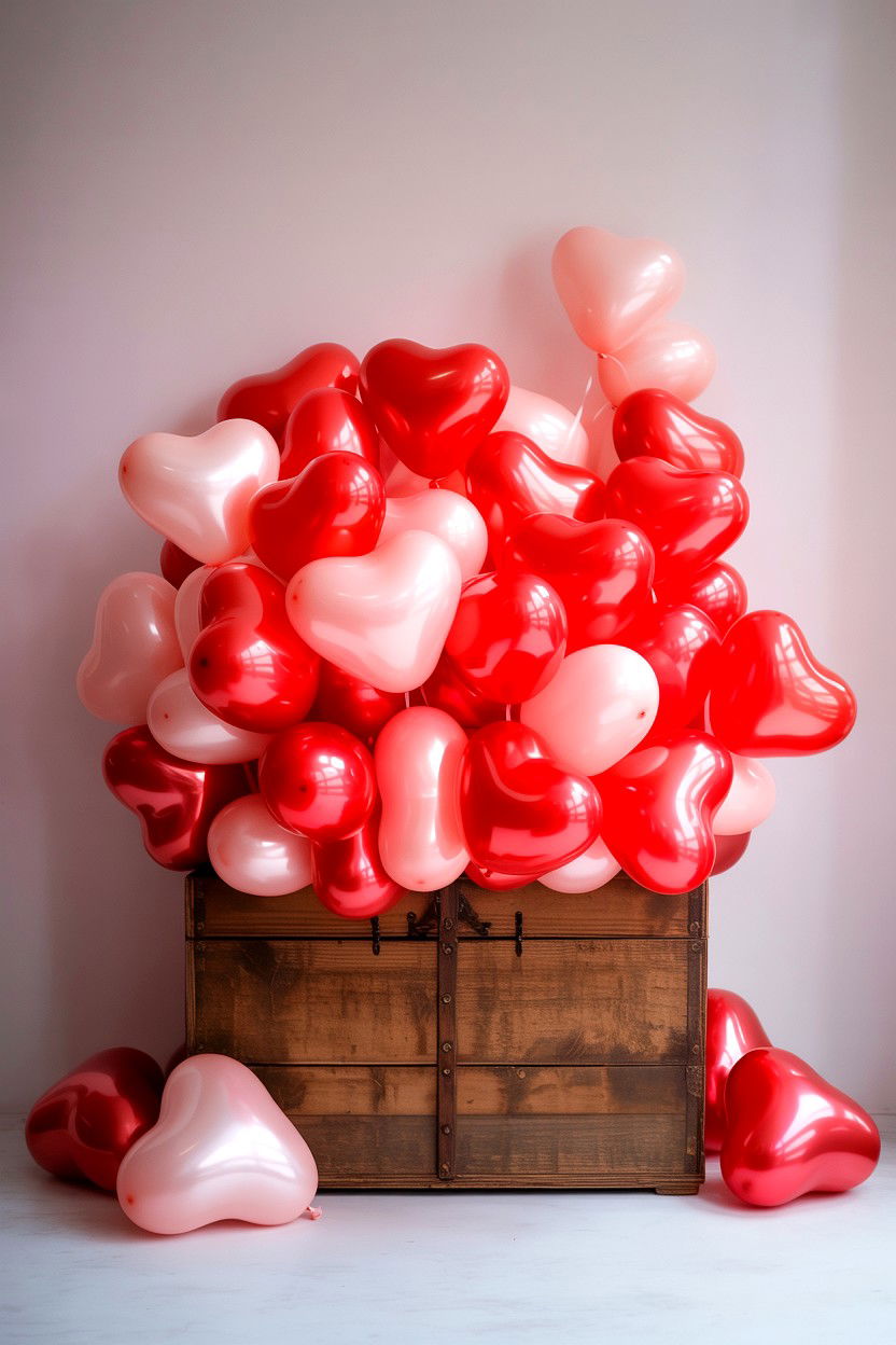 Red Heart Balloon Box - 25 Valentine's Day Balloon Box Ideas