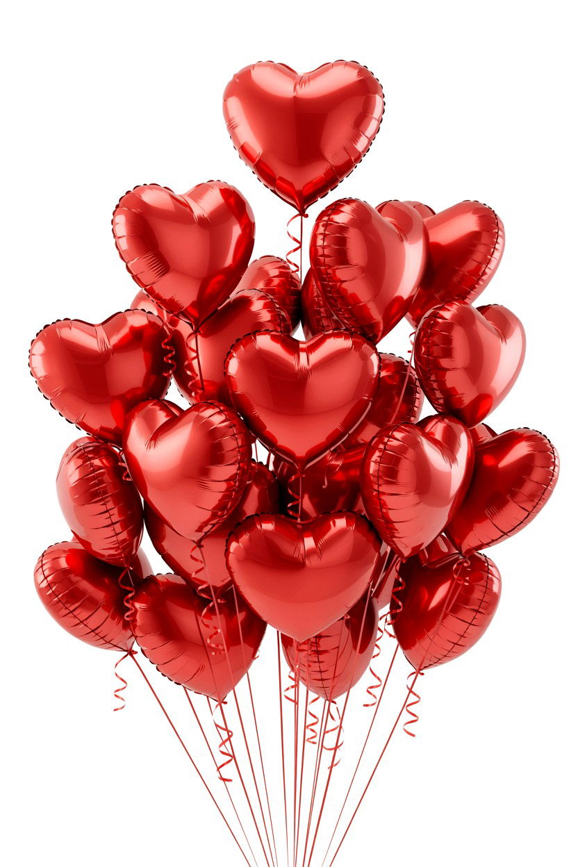 Red Heart Balloon Cluster - 25 Valentine's Day Party Balloon Ideas