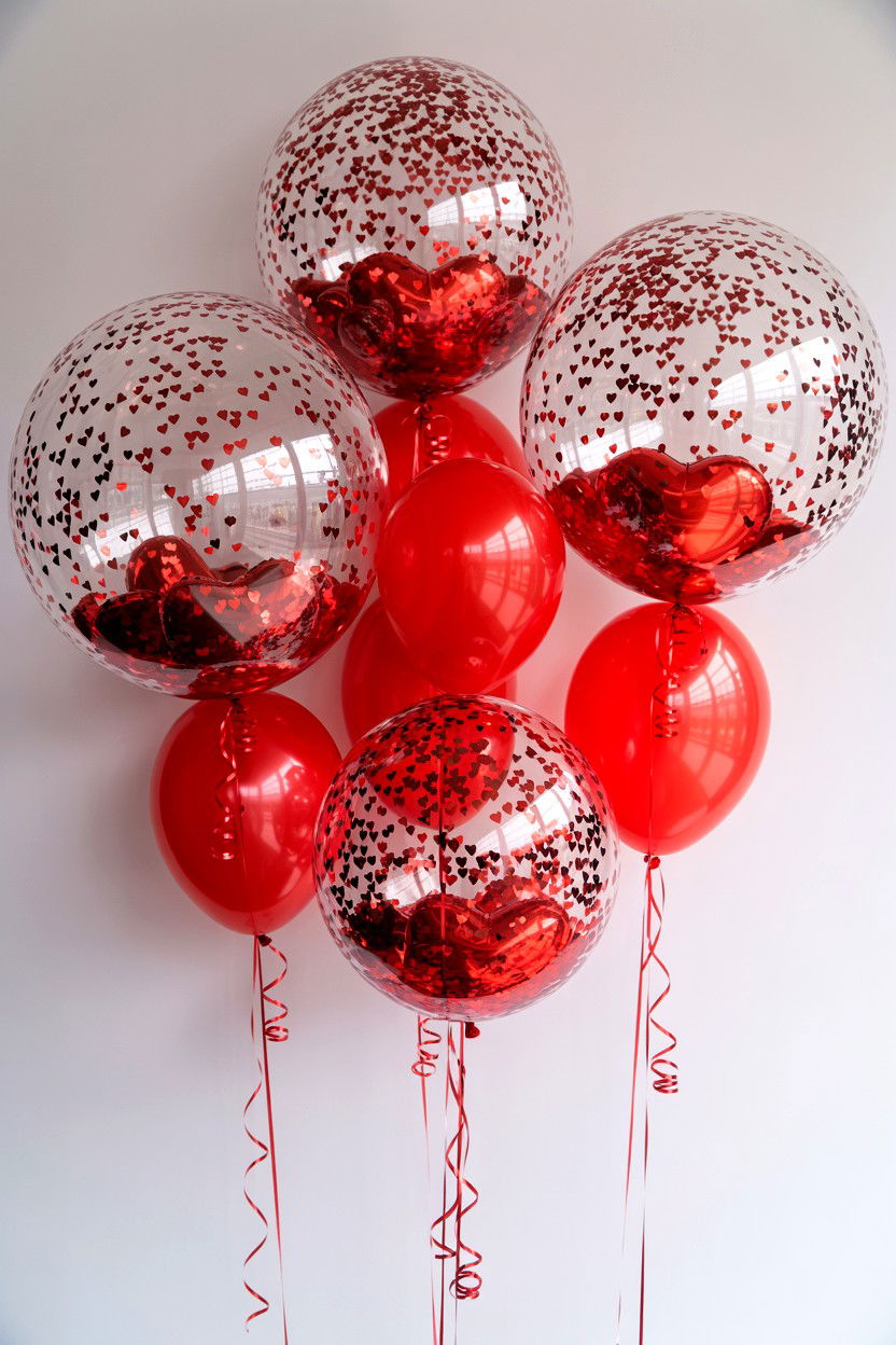 Red Heart Confetti Balloon - 25 Valentine's Day Confetti Balloon Ideas