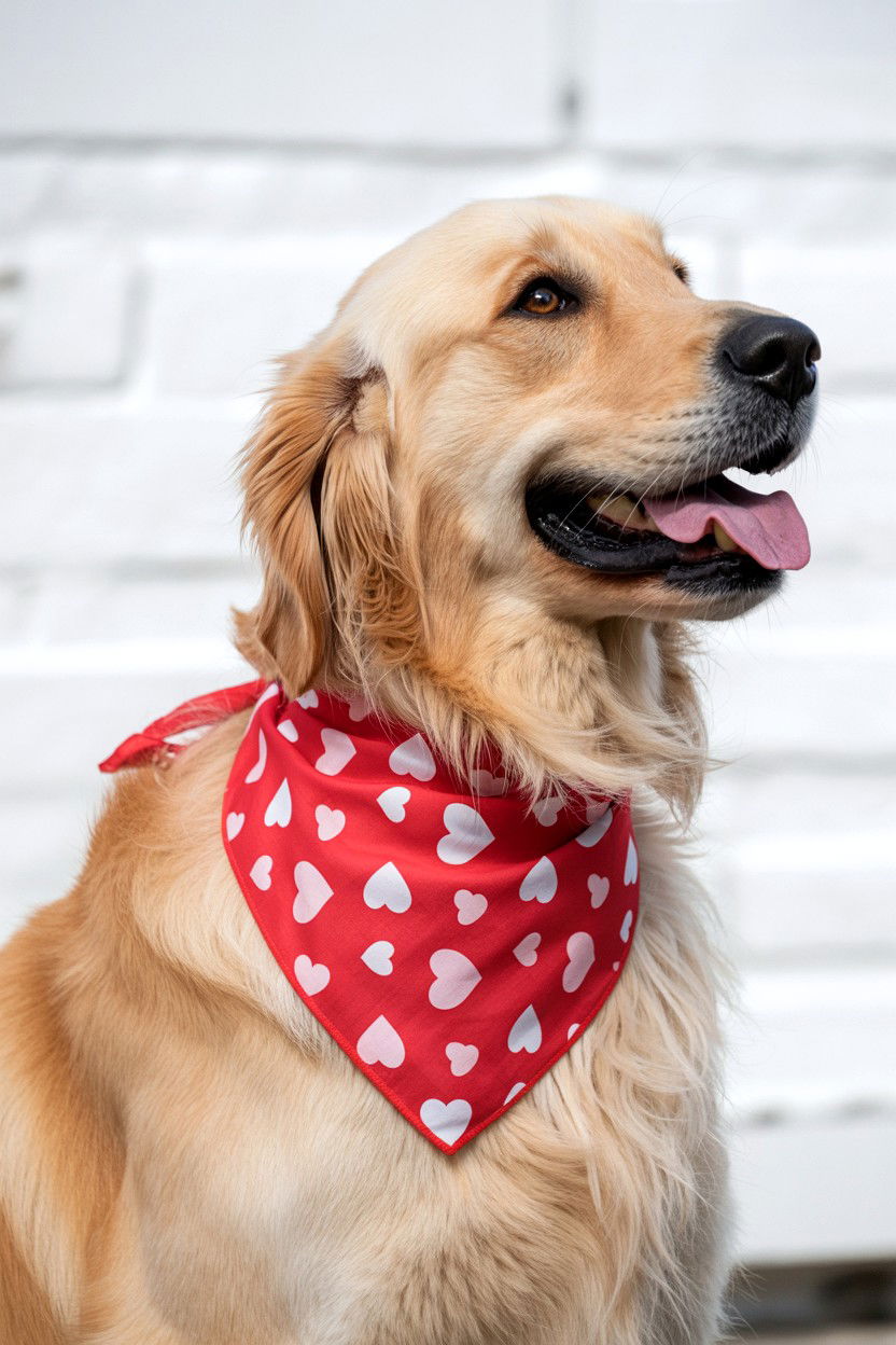 Red Heart Dog Bandana - 25 Valentine's Day Dog Bandana Ideas