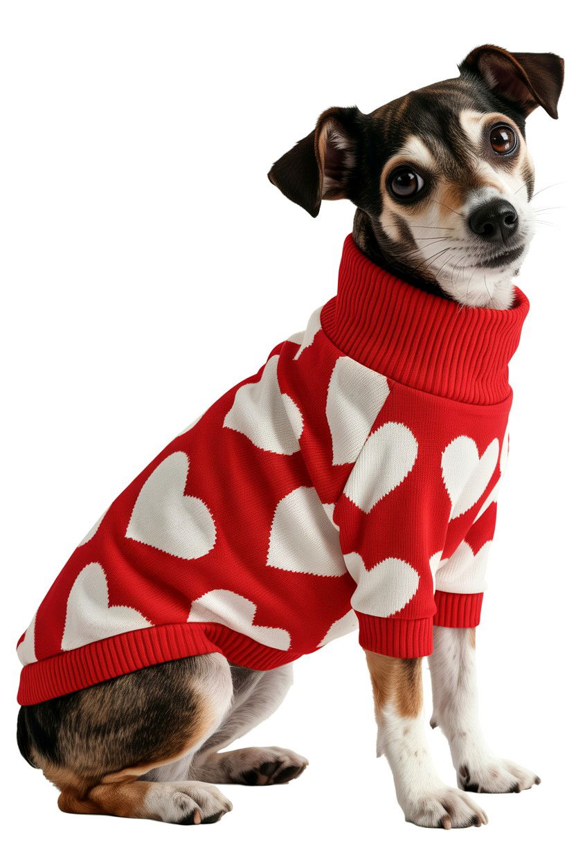 Red Heart Dog Sweater - 25 Valentine's Day Pet Sweater Ideas