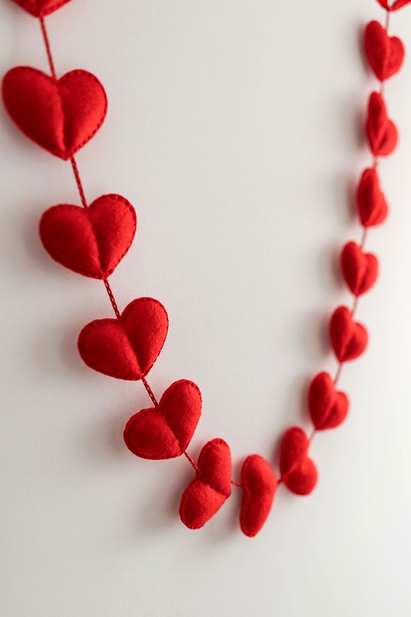 Red Heart Garland - 25 Valentine's Day Pet Photoshoot Ideas