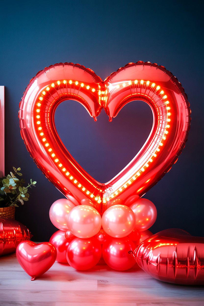 Red Heart LED Balloon - 25 Valentine's Day LED Balloon Ideas