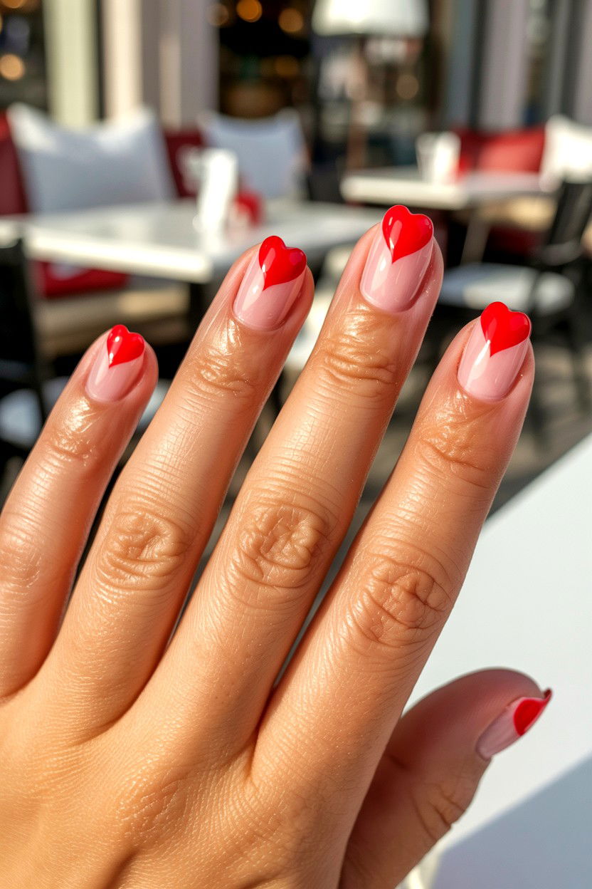 Red Heart Nails - 25 Short Valentine's Day Nail Ideas