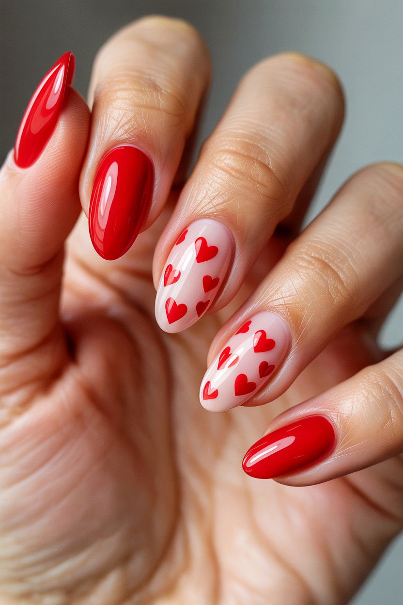 Red Heart Nails - 25 Valentine's Day Nail Art Ideas