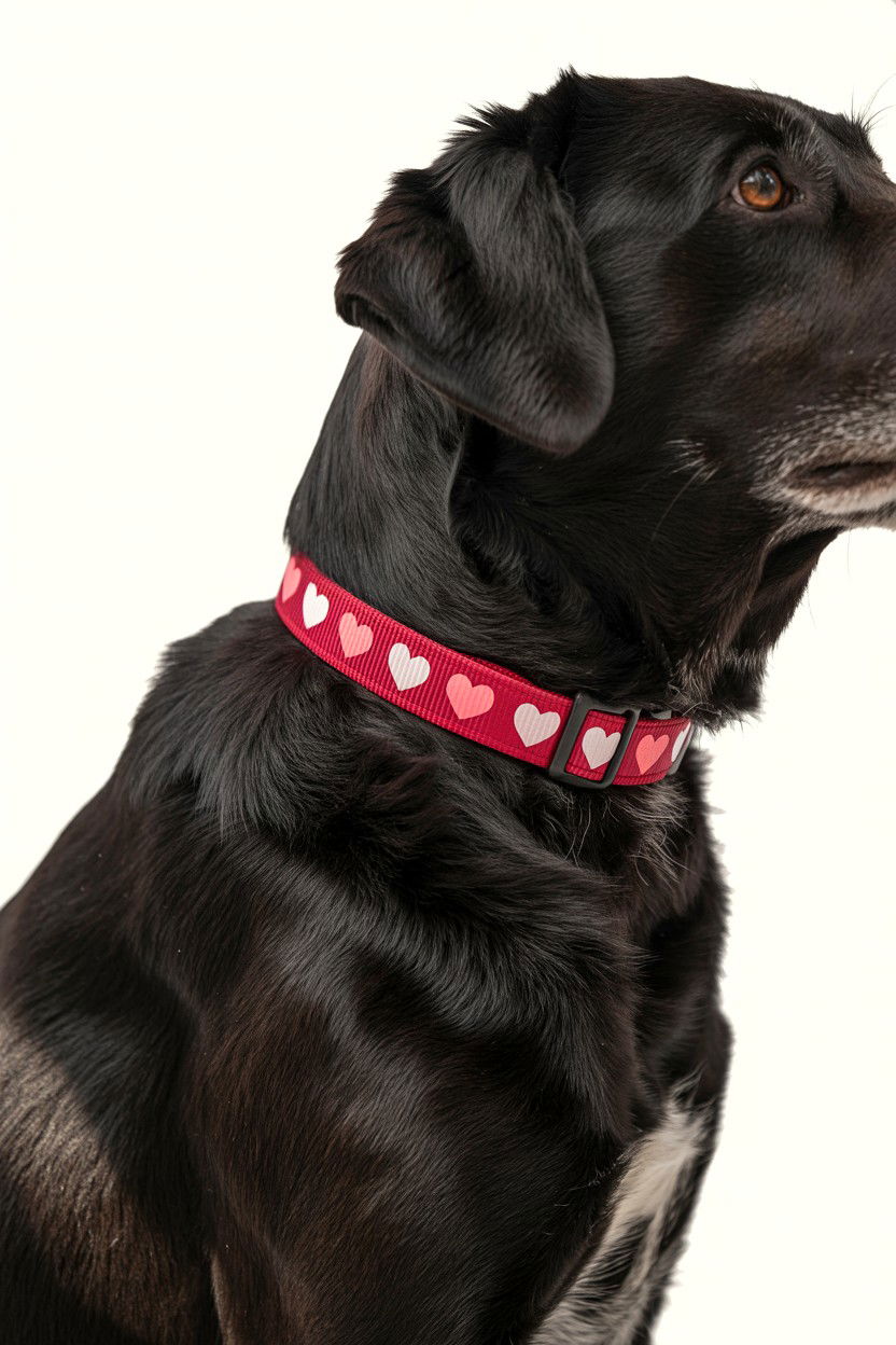 Red Heart Pattern Pet Collar - 25 Valentine's Day Pet Collar Ideas