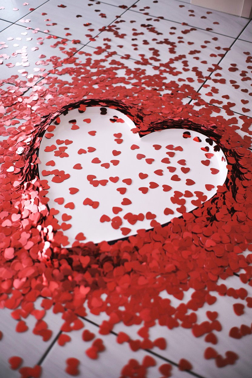 Red Heart Shaped Confetti - 25 Valentine's Day Wedding Decor Ideas