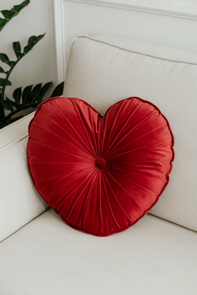 Red Heart Shaped Pillow - 25 Valentine's Day Pillow Ideas