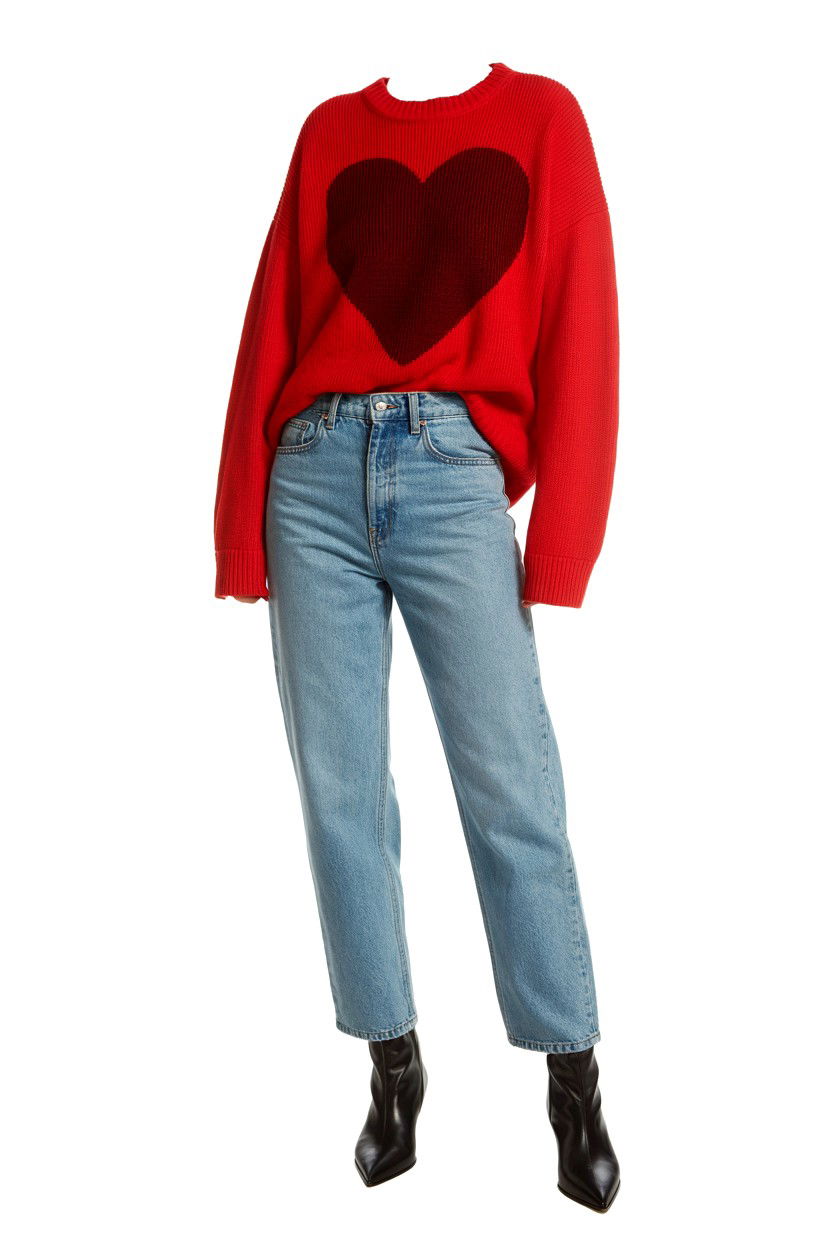 Red Heart Sweater - 25 Valentine's Day Sweater Outfits