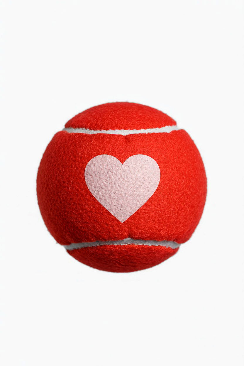 Red Heart Tennis Ball - 25 Valentine's Day Pet Toy Ideas