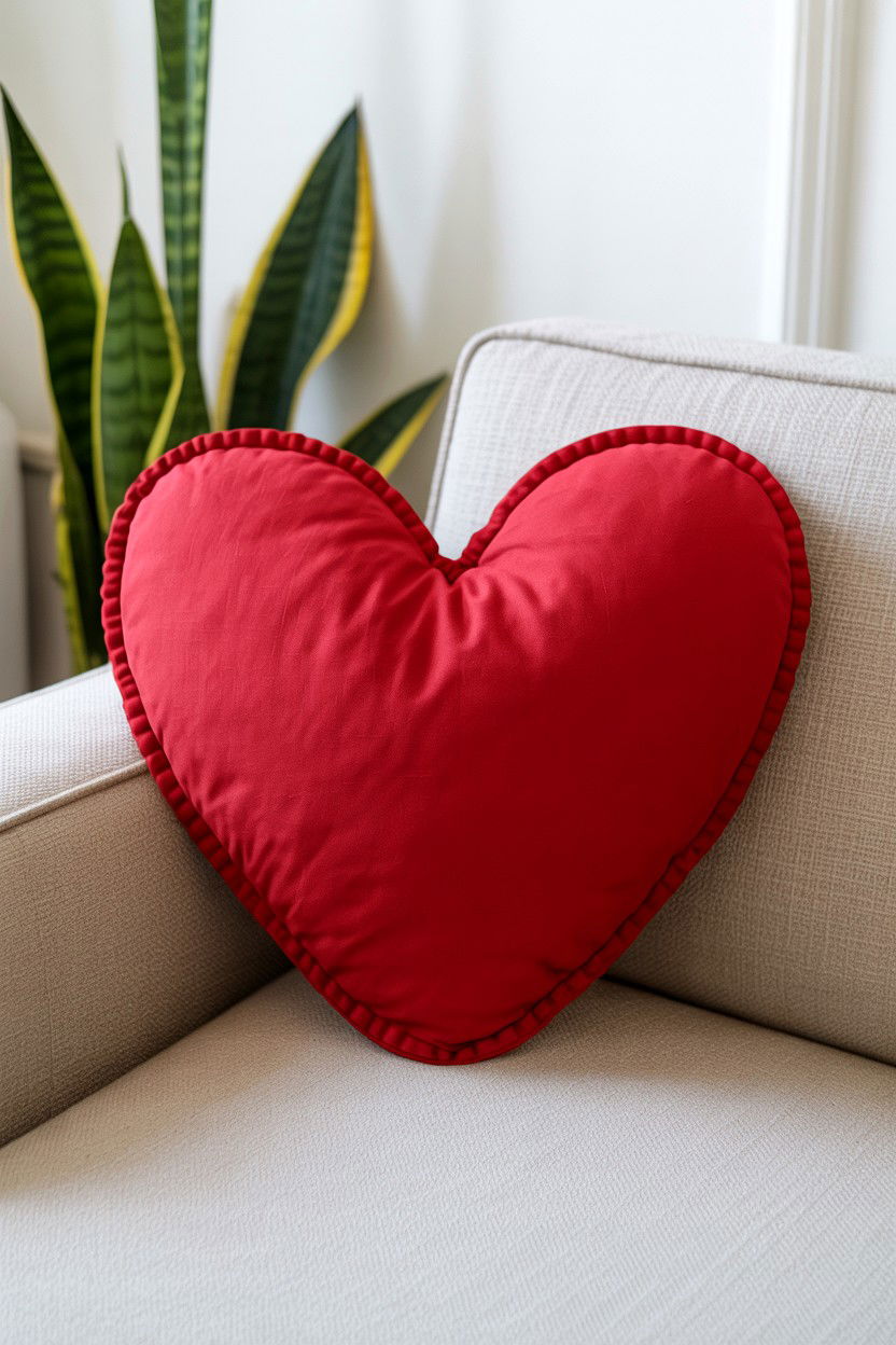 Red Heart Throw Pillow - 25 Valentine's Day Pillow Ideas