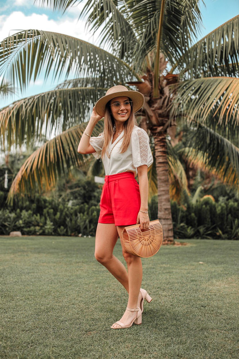Red High Waisted Shorts - 25 Cheap Valentine's Day Outfit Ideas