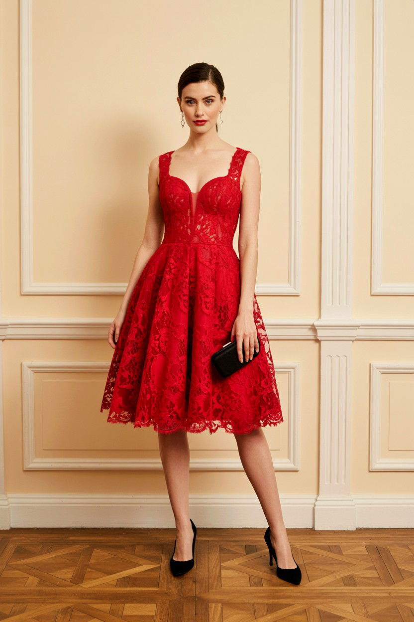 Red Lace Cocktail Dress - 25 Red Valentine's Day Outfits