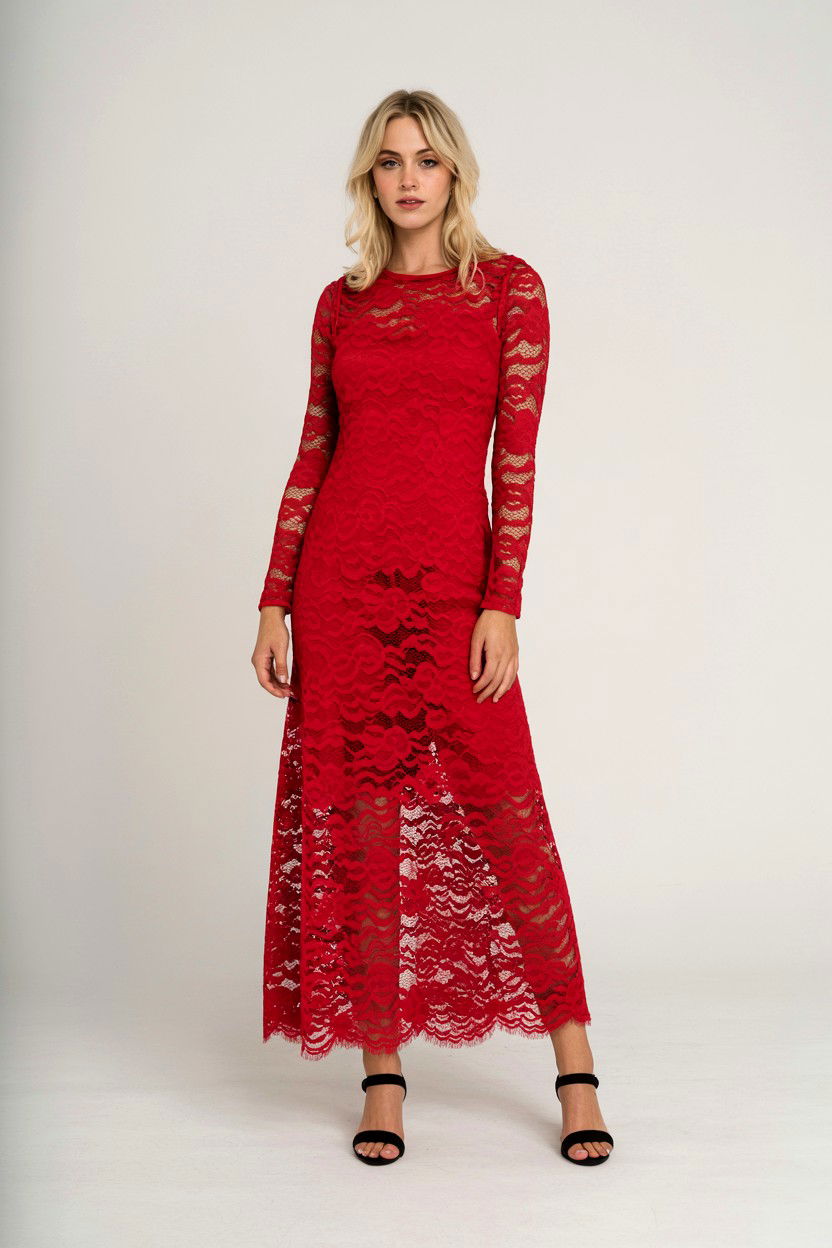 Red Lace Maxi Dress - 25 Valentine's Day Maxi Dress Ideas