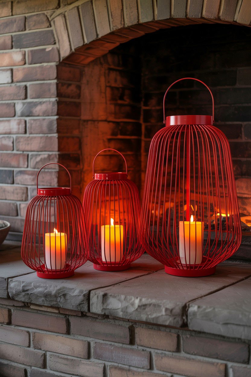 Red Lantern Display - 25 Valentine's Day Living Room Decor Ideas