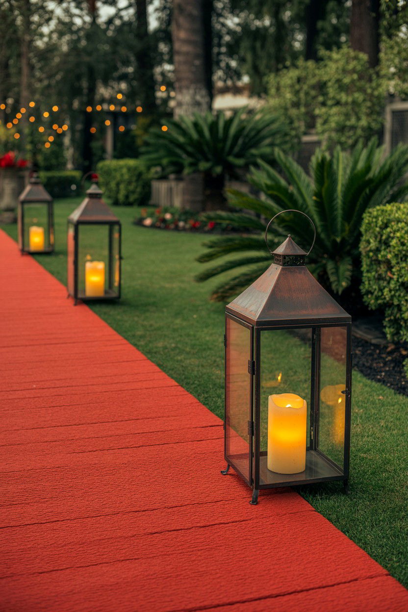 Red Lantern Pathway - 25 Valentine's Day Outdoor Lighting Ideas
