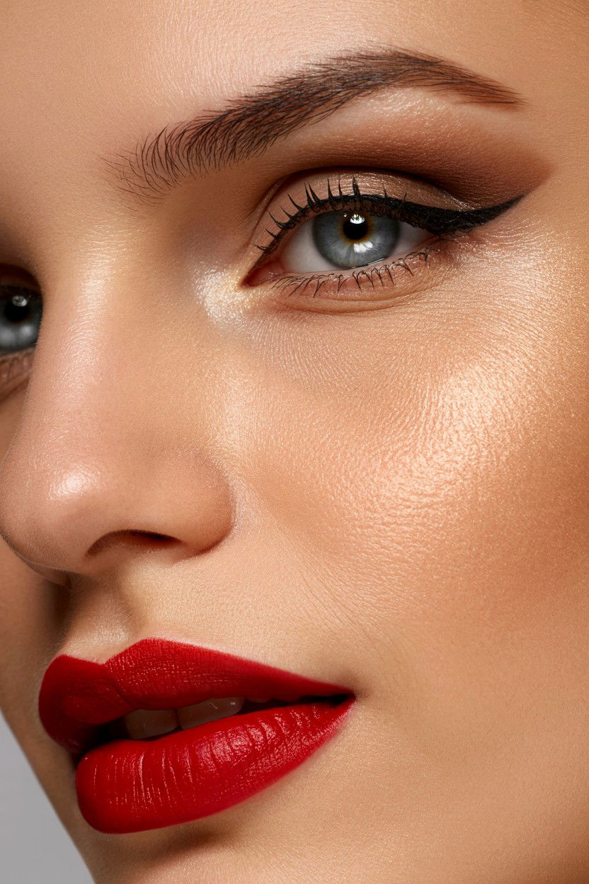 Red Lip Smokey Eye - 25 Red Lip Valentine's Day Looks