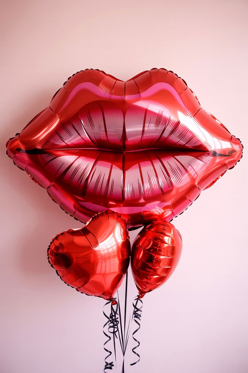 Red Lips Foil Balloon - 25 Valentine's Day Balloon Bouquet Ideas