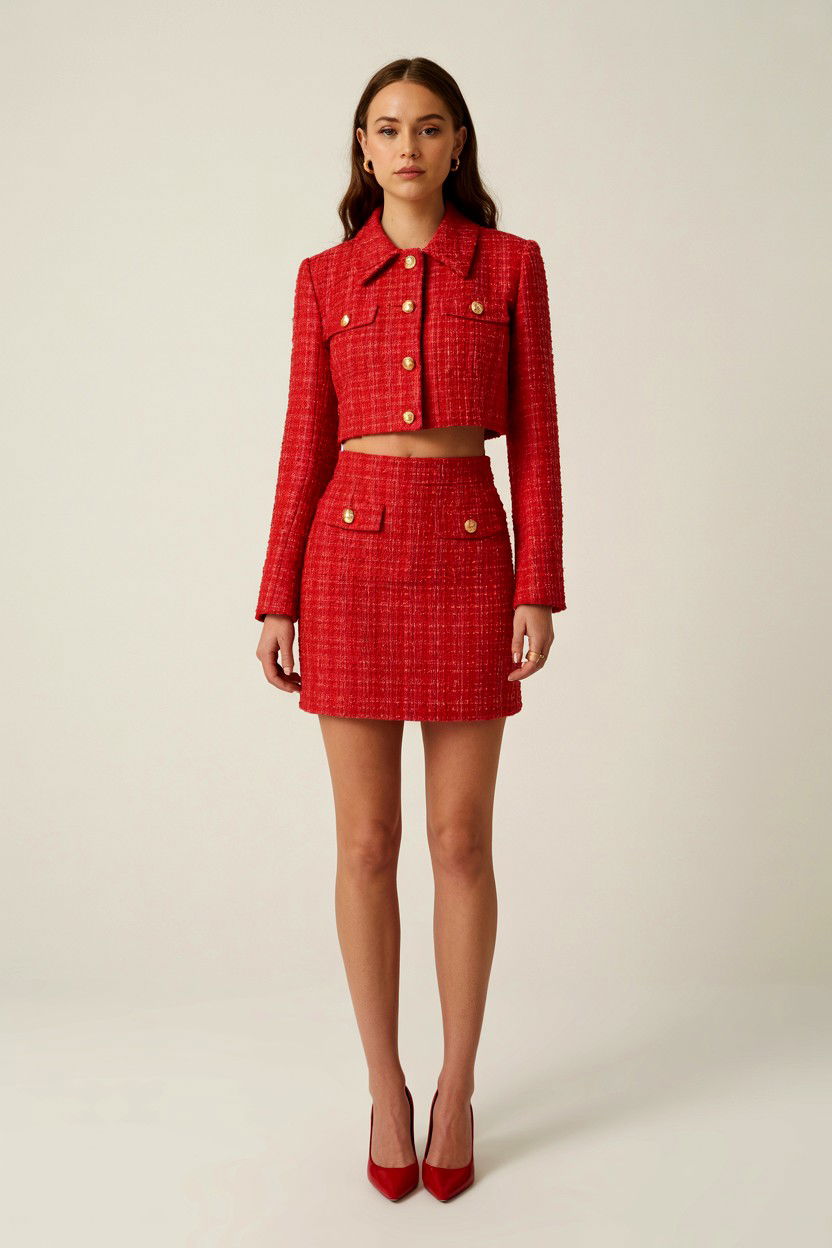 Red Mini Skirt Set - 25 Valentine's Day Matching Set Ideas