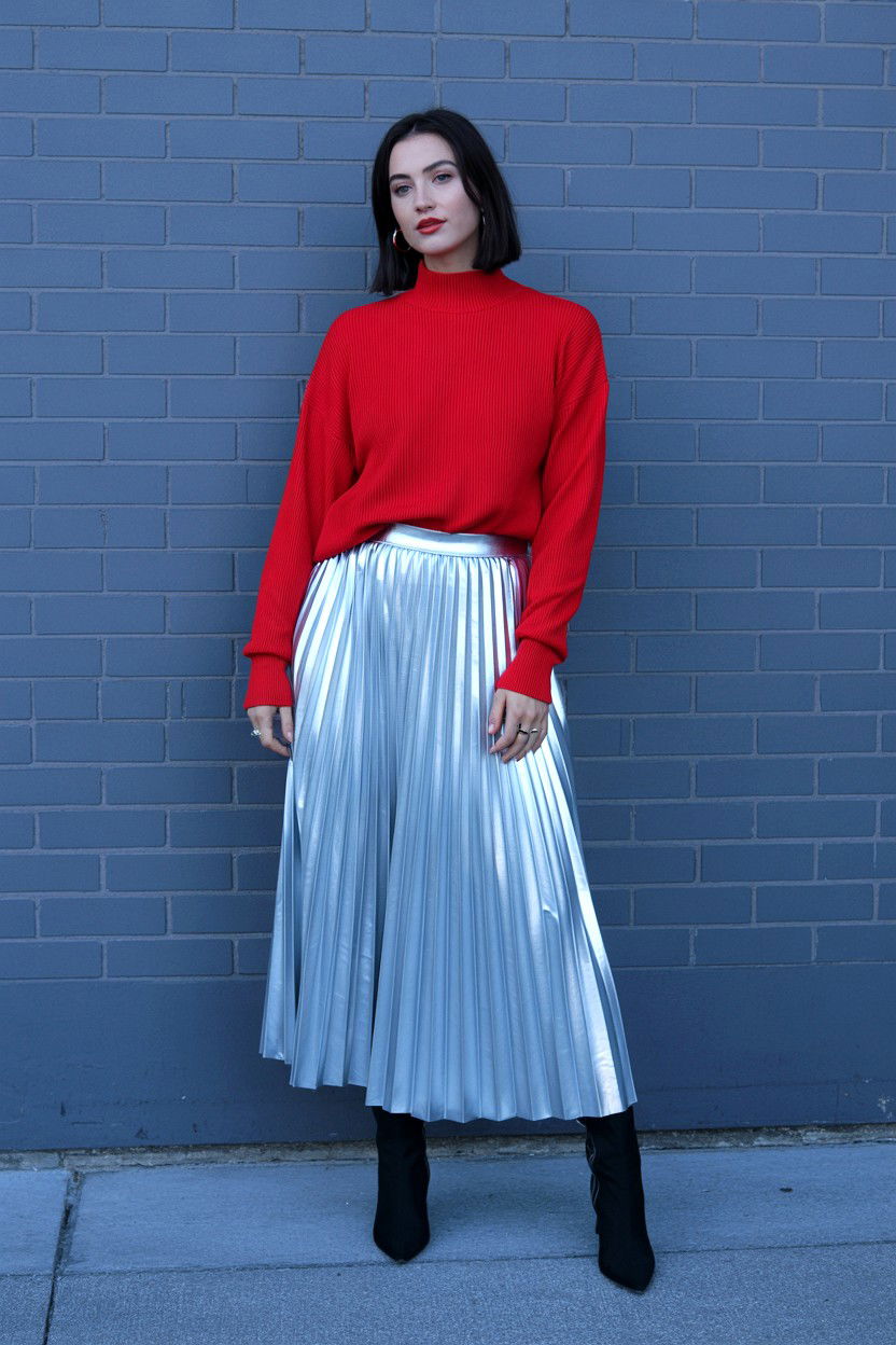 Red Mock Neck Sweater - 25 Valentine's Day Sweater Outfits