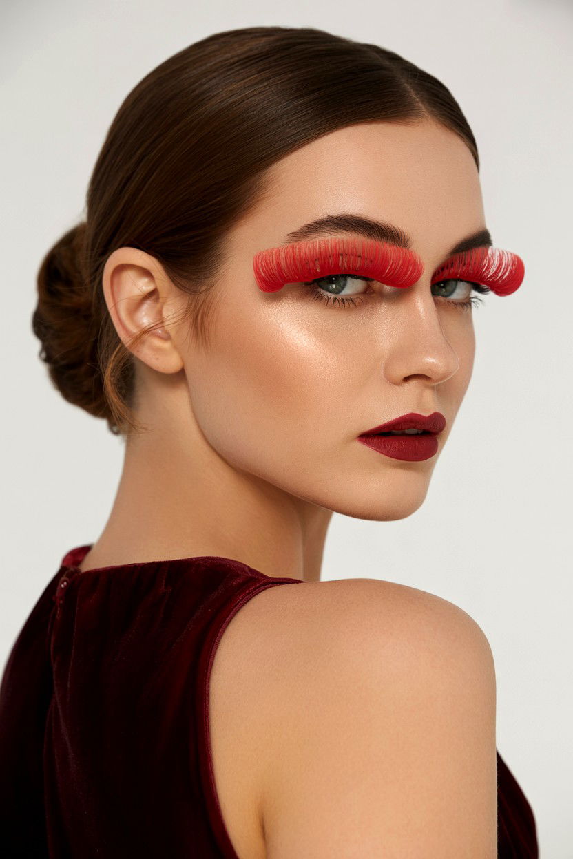 Red Ombre Lashes - 25 Valentine's Day False Lash Looks