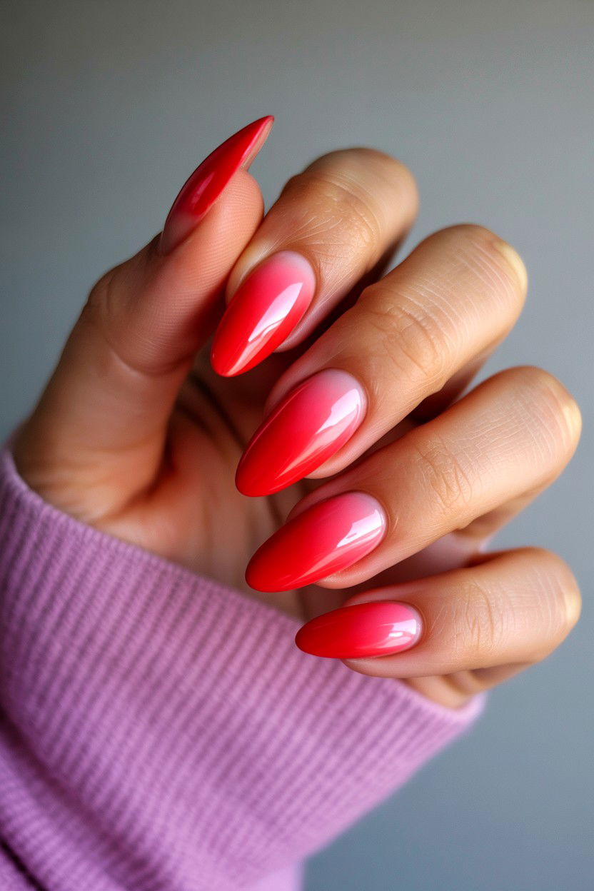 Red Ombre Nails - 25 Ombre Valentine's Day Nail Ideas