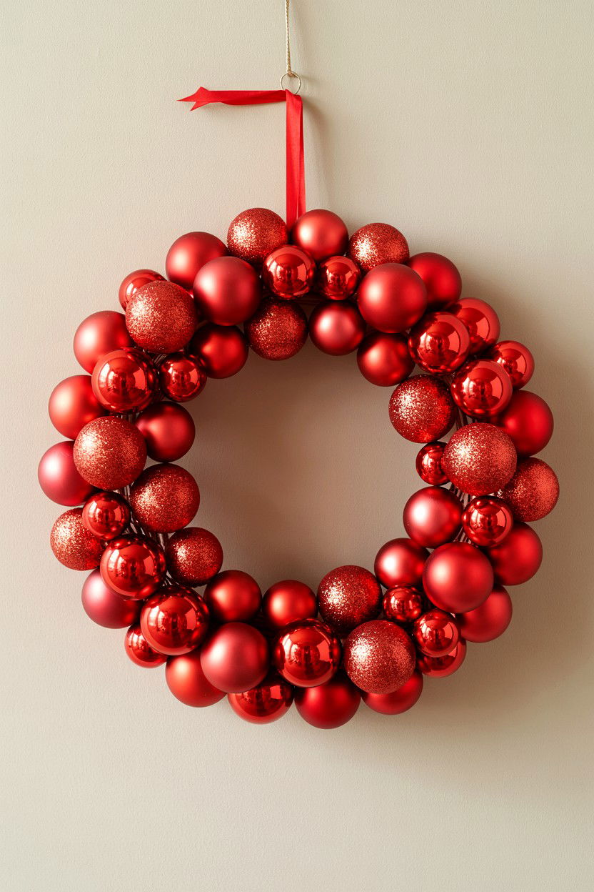 Red Ornament Wreath - 25 Red Valentine's Day Wreath Ideas