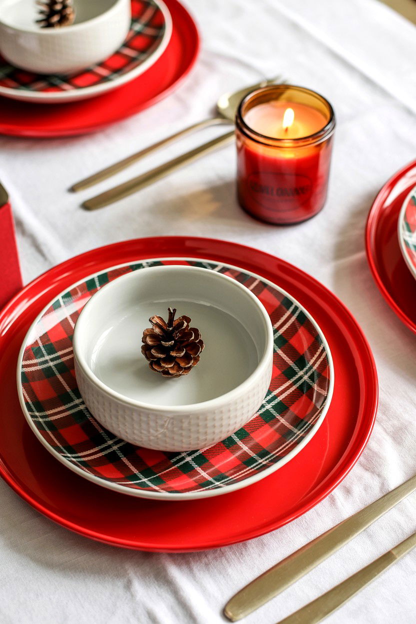 Red Plaid Charger - 25 Valentine's Day Charger Plate Ideas