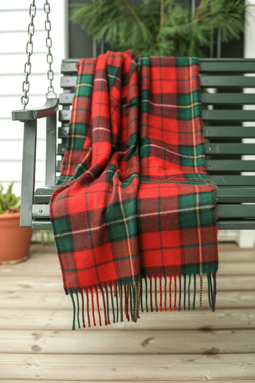 Red Plaid Scarf - 25 Valentine's Day Porch Swing Ideas