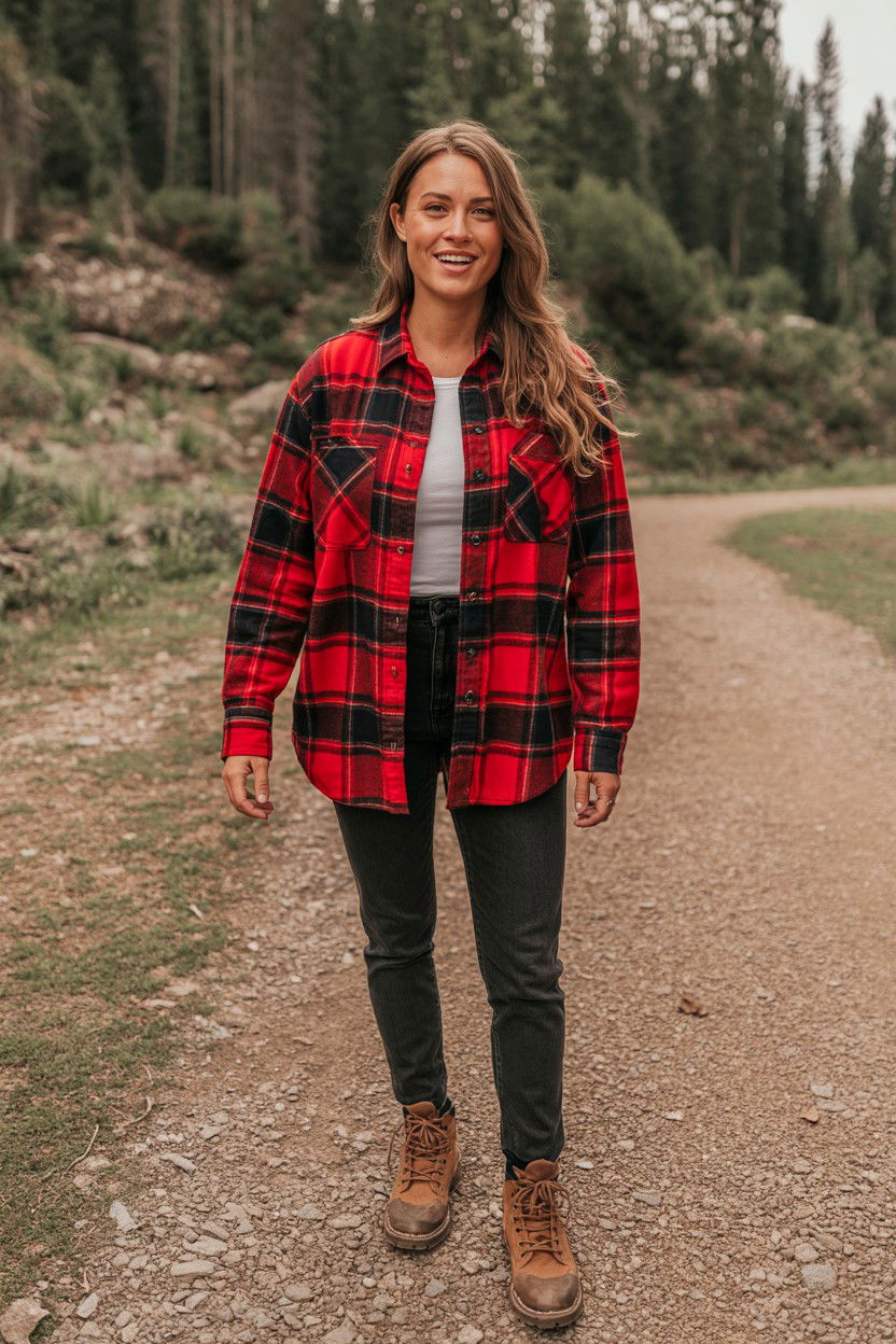 Red Plaid Shirt Outfit - 25 Casual Valentine's Day Outfits