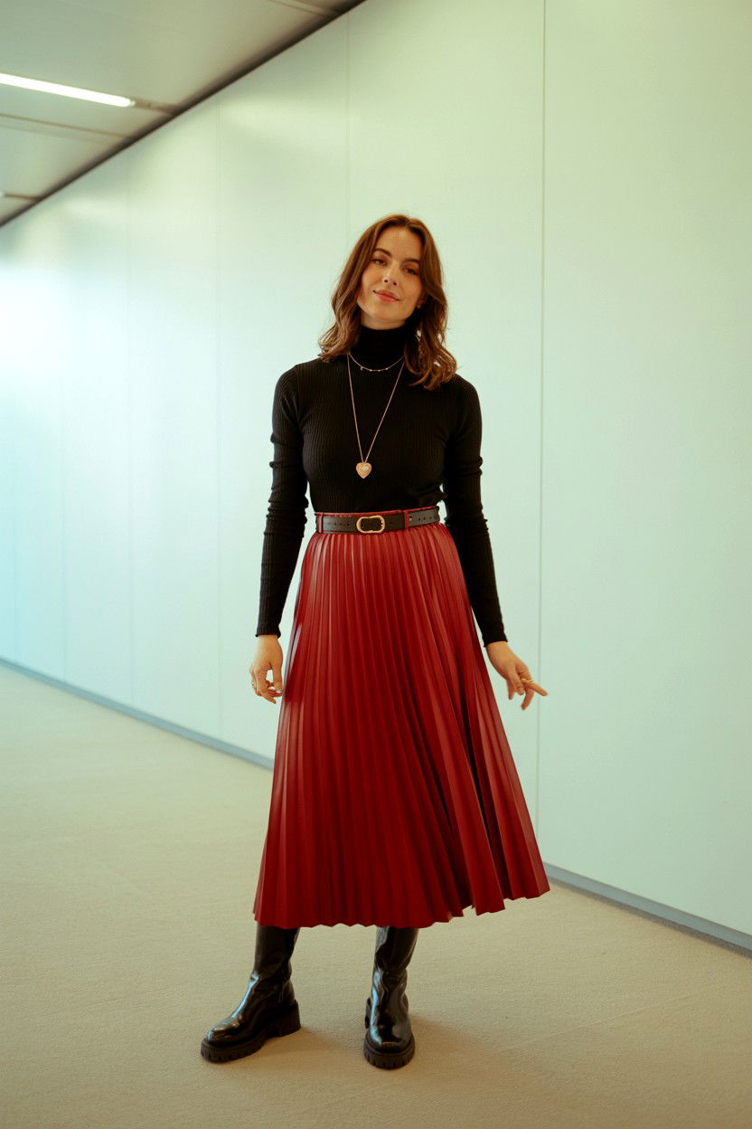 Red Pleated Skirt - 25 Cheap Valentine's Day Outfit Ideas