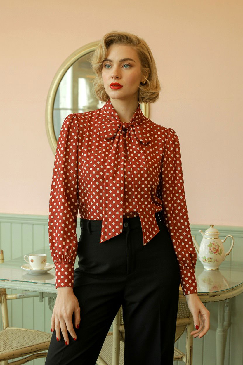 Red Polka Dot Blouse - 25 Red Valentine's Day Outfits