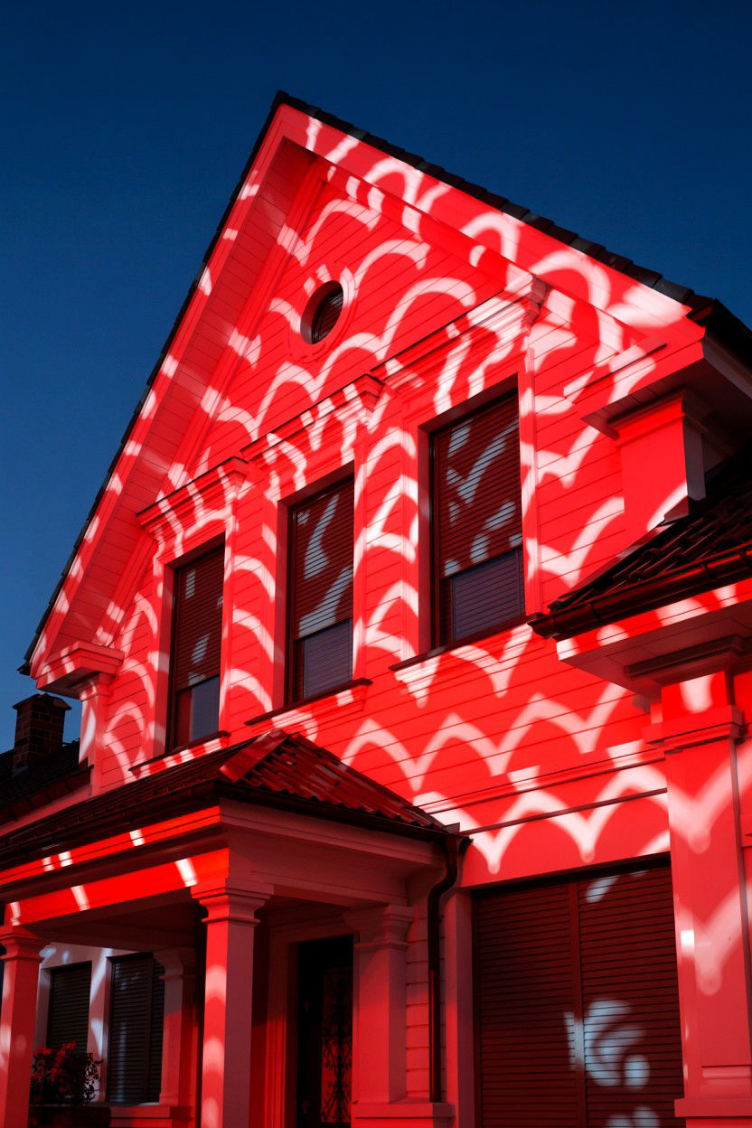 Red Projection Lighting - 25 Valentine's Day Outdoor Lighting Ideas