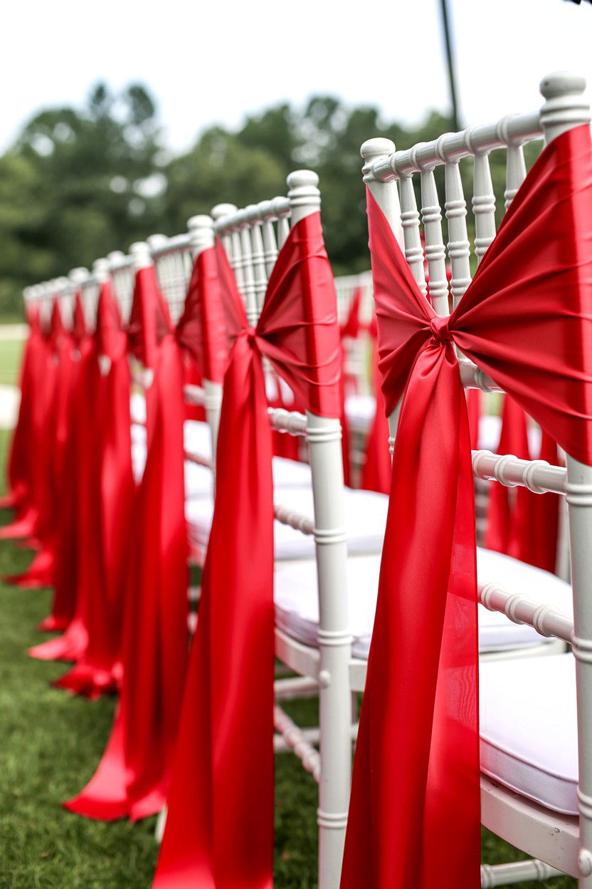 Red Ribbon Chair Decor - 25 Valentine's Day Wedding Decor Ideas