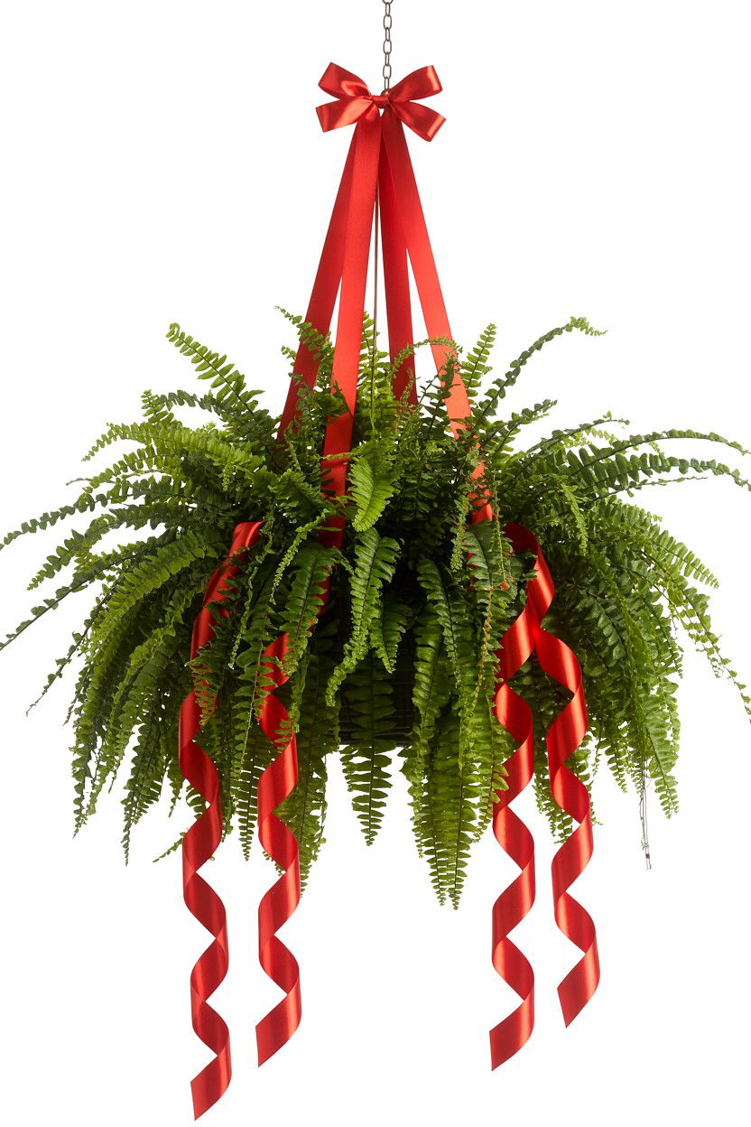 Red Ribbon Hanging Basket - 25 Valentine's Day Hanging Basket Ideas