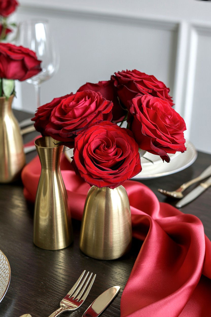 Red Rose Arrangement - 25 Valentine's Day Table Centerpiece Ideas