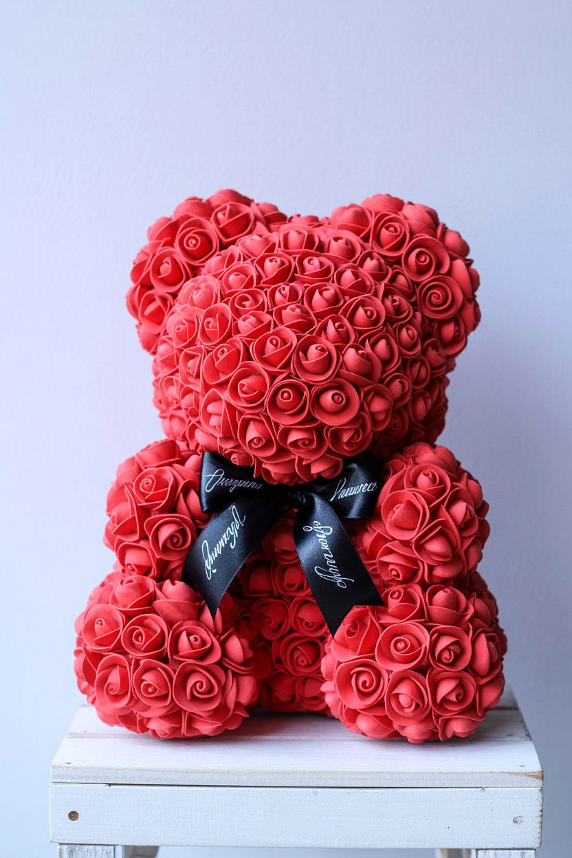 Red Rose Bear - 25 Valentine's Day Rose Bear Ideas