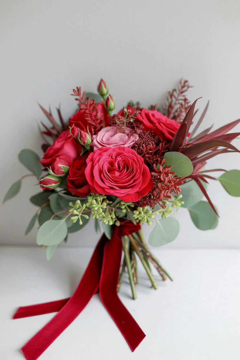 Red Rose Bouquet - 25 Valentine's Day Wedding Flower Ideas